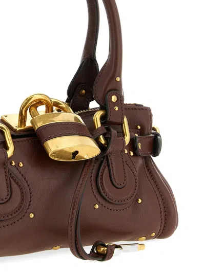 Chloé Paddington Brown Shoulder Bag With Oversized Padlock And C-shaped Buckles In Grainy Leather Woman In Brown