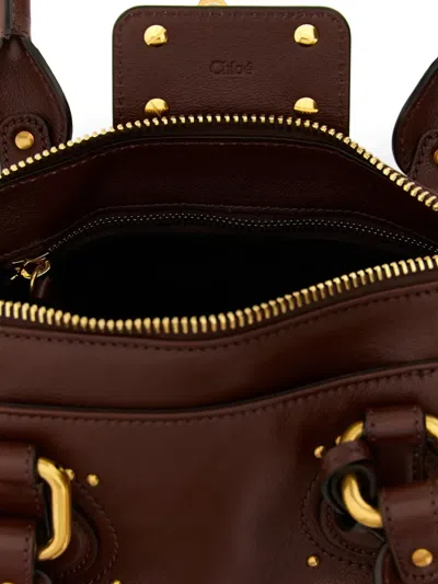 Chloé Paddington Brown Shoulder Bag With Oversized Padlock And C-shaped Buckles In Grainy Leather Woman In Brown