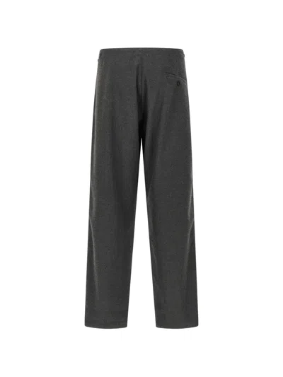 Cellar Door Grey Straight Flat Front Pants In Black