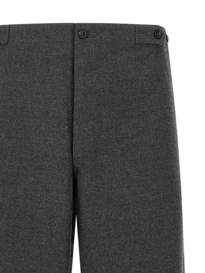 Cellar Door Grey Straight Flat Front Pants In Black