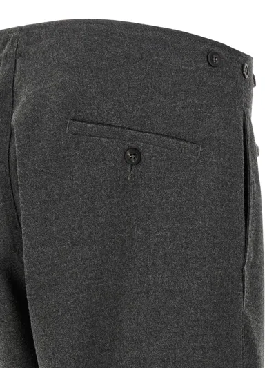 Cellar Door Grey Straight Flat Front Pants In Black