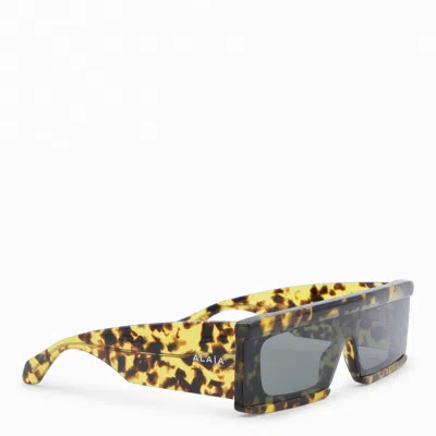 Alaïa Havana And Grey Rectangular Sunglasses In Multi