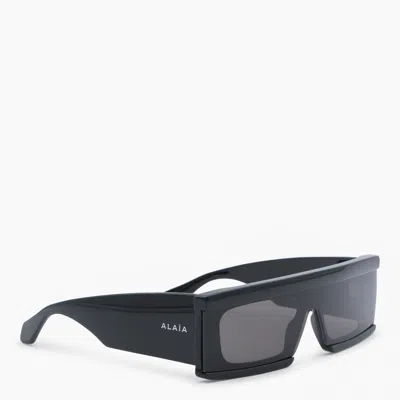 Alaïa Black And Grey Rectangular Sunglasses In Black