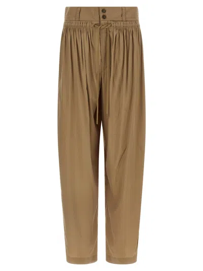 Isabel Marant Inaya High Waist Gathered Straight Leg Pants In Brown