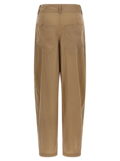 Isabel Marant Inaya High Waist Gathered Straight Leg Pants In Brown