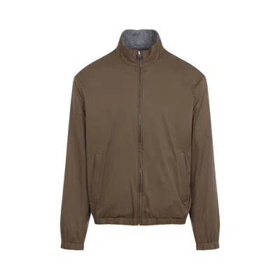 Canali Reversible Technical Zip-up Jacket In Nude