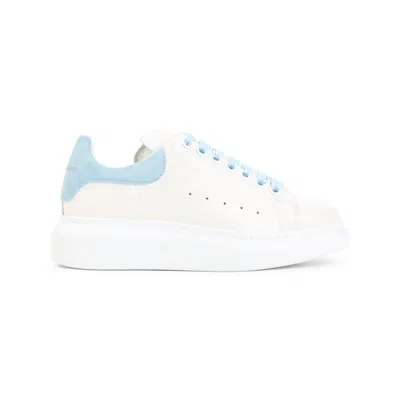 Alexander Mcqueen Oversize Sneakers In White And Light Blue Calf Leather In Multi
