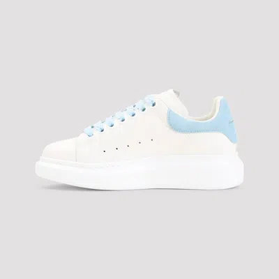 Alexander Mcqueen Oversize Sneakers In White And Light Blue Calf Leather In Multi