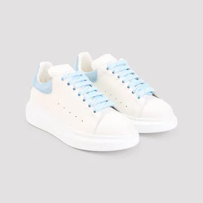Alexander Mcqueen Oversize Sneakers In White And Light Blue Calf Leather In Multi