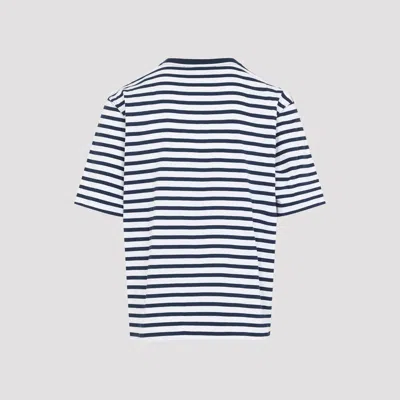 Ami Alexandre Mattiussi Ami Paris White And Blue Mariniere Boxy Fit Cotton T-shirt In Multi