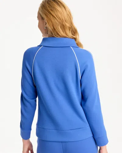 Chico's Soft Pique Half-zip Pullover Top In Amparo Blue In Blue