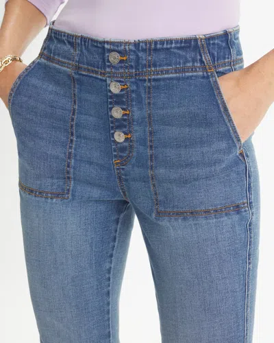 Chico's Pull-on 22" Capri Jeans In Medium Wash Denim In Blue