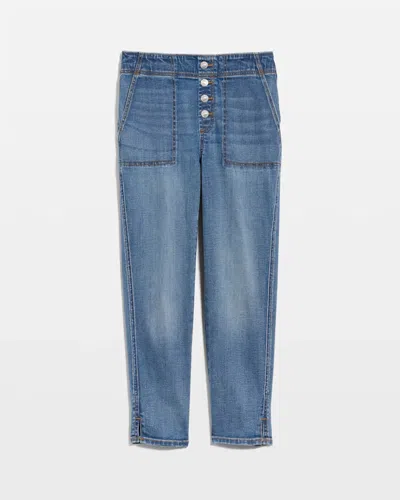 Chico's Pull-on 22" Capri Jeans In Medium Wash Denim In Blue