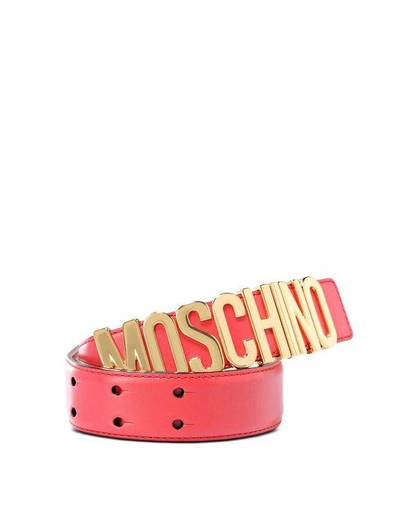 Shop Moschino Leather Belts In Red