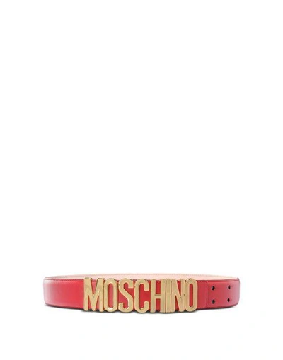 Shop Moschino Leather Belts In Red