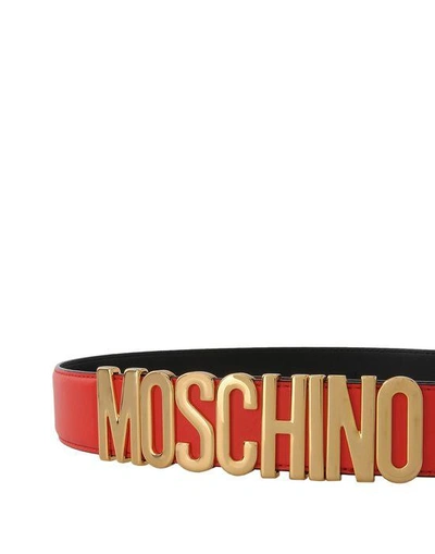 Shop Moschino Leather Belts In Red