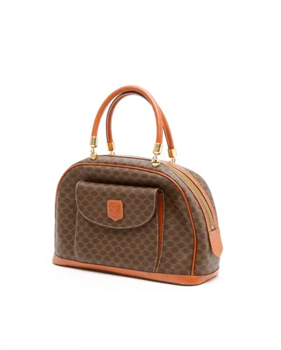 Celine Céline Macadam Top Handle Bag In Brown