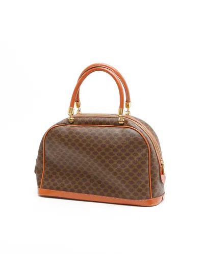 Celine Céline Macadam Top Handle Bag In Brown