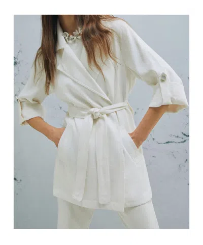 Marella Drawstring Duster Coat In Neutral