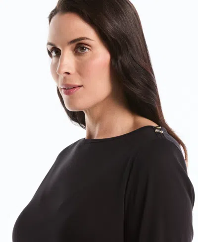 Rafaella Plus Size Boat Neck Pull-on Top In Black