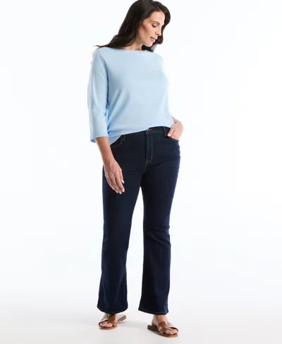 Rafaella Plus Size Boat Neck Pull-on Top In Blue