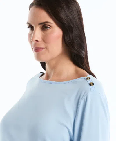 Rafaella Plus Size Boat Neck Pull-on Top In Blue