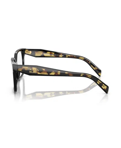 Prada 52mm Rectangle Optical Glasses In Black