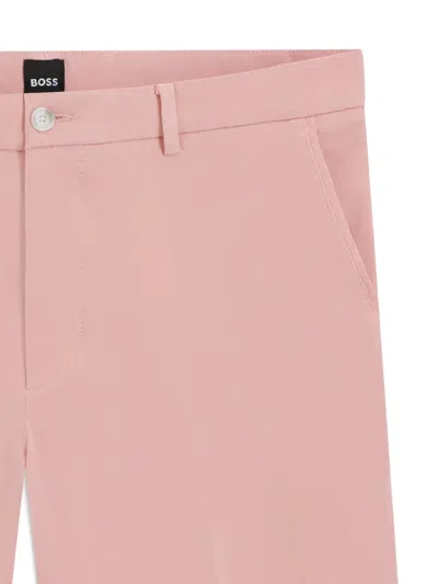 Hugo Boss Modern-fit Shorts In Stretch-cotton Twill In Pink