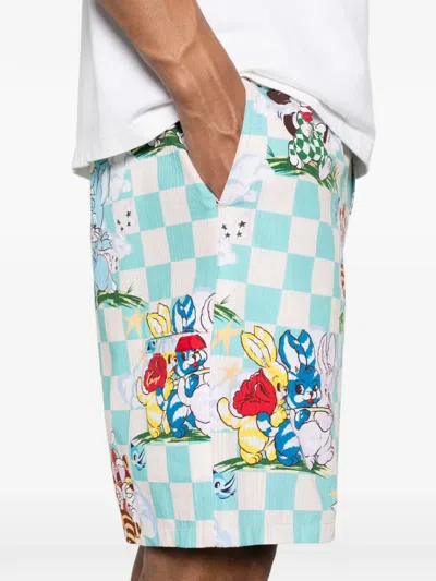Kenzo Cartoon Elasticated Shorts In Blue
