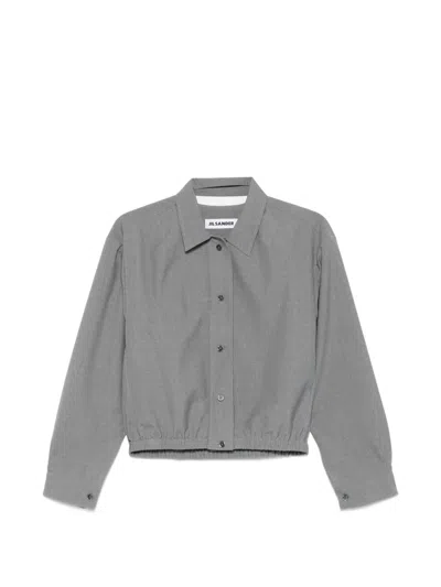 Jil Sander Pointed-collar Bomber Jacket In Gray