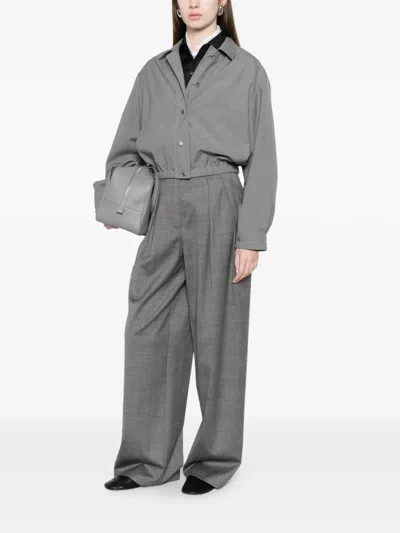 Jil Sander Pointed-collar Bomber Jacket In Gray