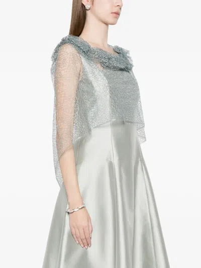 Fely Campo Ruffled Cape In Red