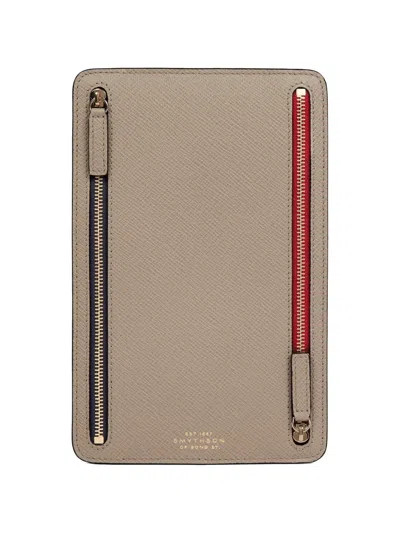 Smythson Panama Multi-zip Case In Brown