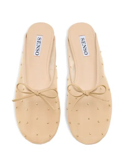 Senso Connor Studded Bow Mules In Neutral