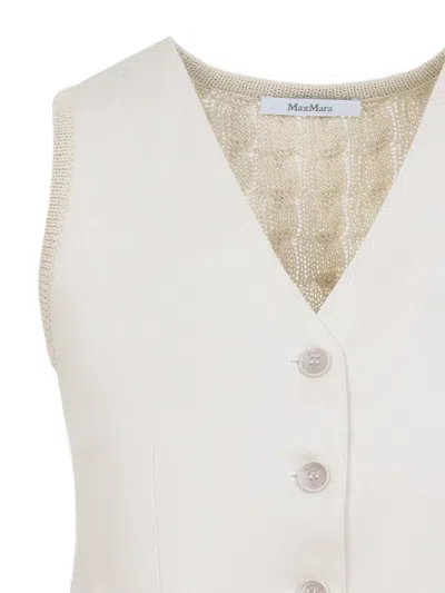 Max Mara Beige Linen And Cable Knit Mxmcalibri Vest In White
