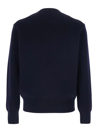 Ami Alexandre Mattiussi Ami Paris Men Blue Crewneck Sweater With Adc Embroidery On The Front In Wool Blend Man