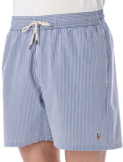 Polo Ralph Lauren Traveler Seersucker Swim Trunks In Blue