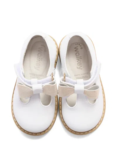 Walkey Bow Strap Ballerinas In White