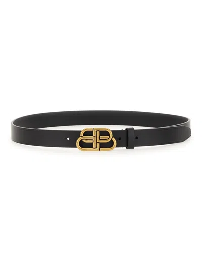 Balenciaga Bb Reversible Croc-effect And Smooth Leather Waist Belt In Black