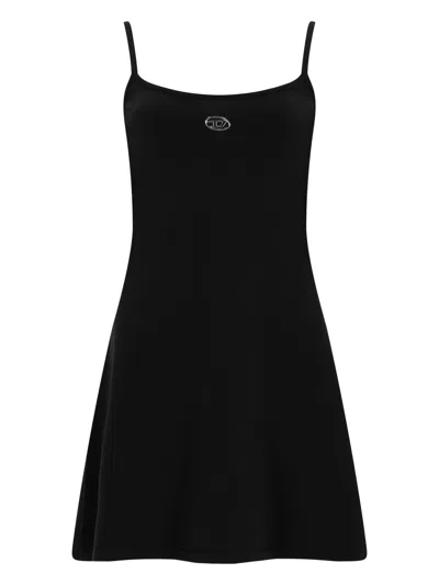 Diesel Mini Dress With Spaghetti Straps And Scoop Neck In Black