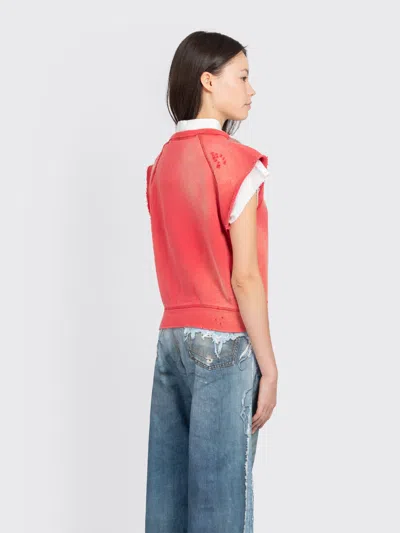 Acne Studios Distressed Graphic Top In Red