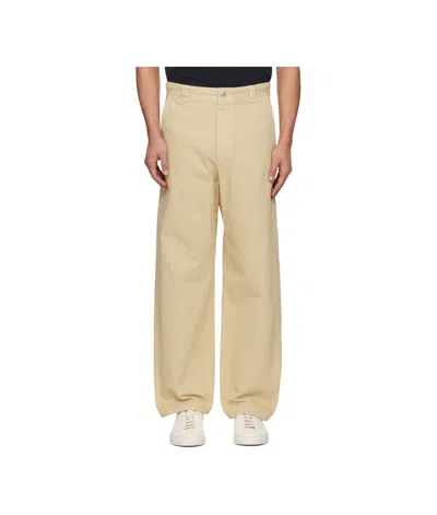 A.p.c. Beige Cotton Chino Trousers With Custom Button Detail In Brown