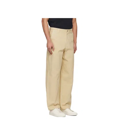 A.p.c. Beige Cotton Chino Trousers With Custom Button Detail In Brown