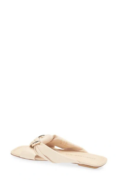 Stuart Weitzman Cece Twisted Leather Ring Slide Sandals In Neutral