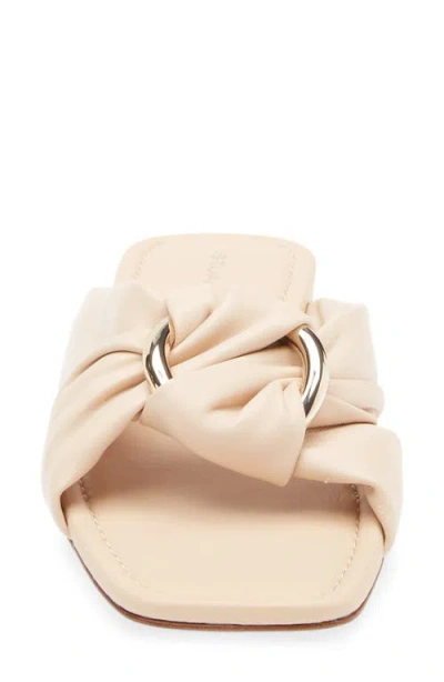 Stuart Weitzman Cece Twisted Leather Ring Slide Sandals In Neutral