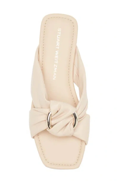 Stuart Weitzman Cece Twisted Leather Ring Slide Sandals In Neutral