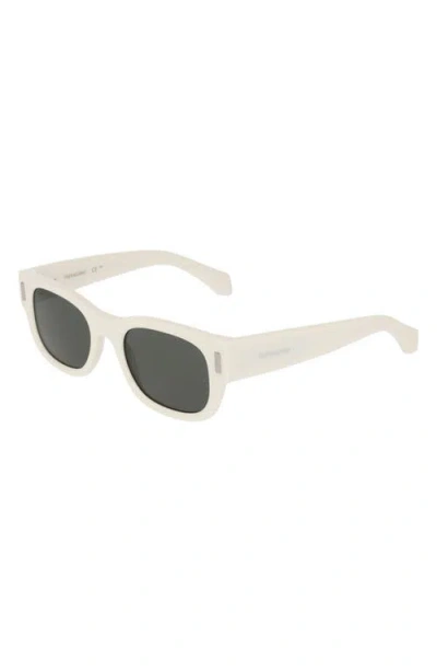 Ferragamo 51mm Modified Rectangular Sunglasses In White