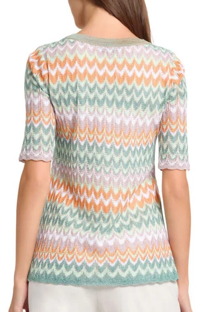 Misook Pointelle Zigzag Knit Tunic In Multi
