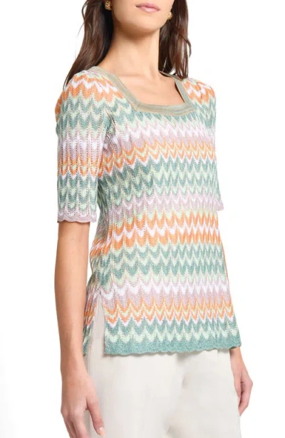 Misook Pointelle Zigzag Knit Tunic In Multi