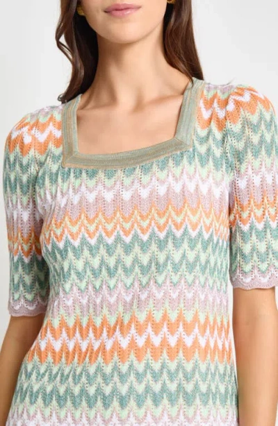 Misook Pointelle Zigzag Knit Tunic In Multi